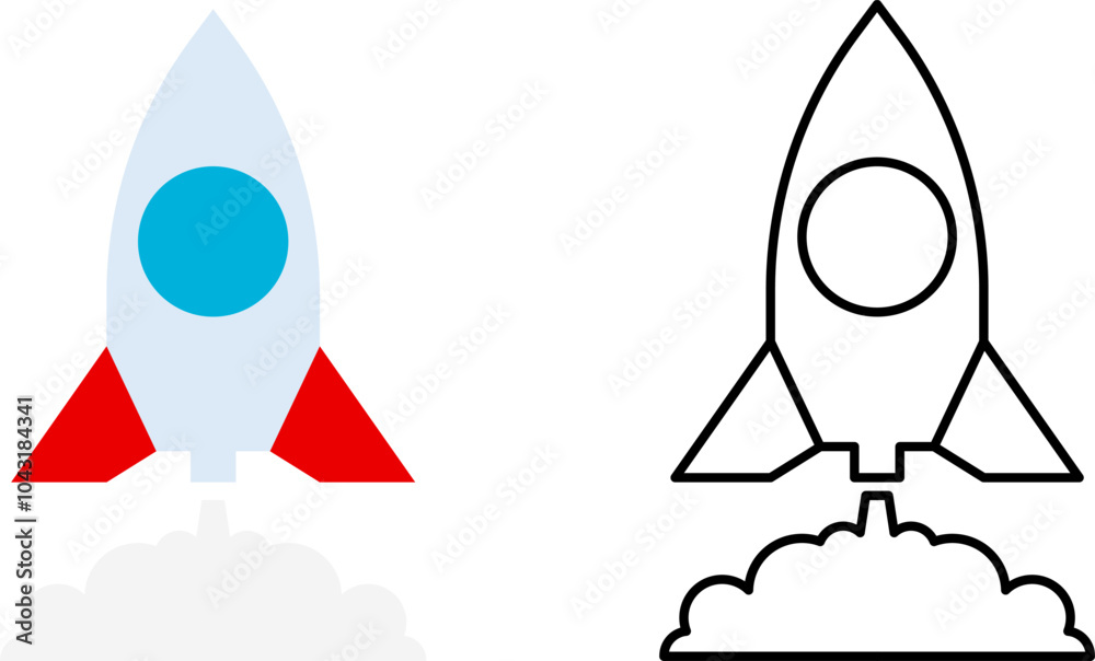 Start up icons set. Space rocket. Rocket ship. Business launch. Space shuttle, ship on white background. Vector illustration. Start up icons set. Space rocket. Rocket ship. Business launch. Space shuttle, ship on white background. Vector illustration.