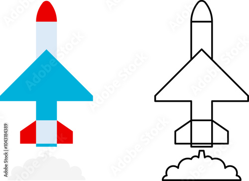 Start up icons set. Space rocket. Rocket ship. Business launch. Space shuttle, ship on white background. Vector illustration.