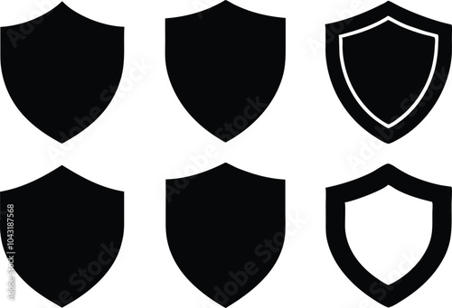 Shield silhouette vector set, Protect shield security icons. Shield badge quality symbol.