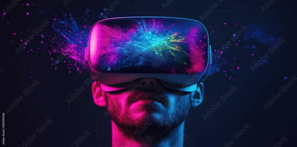 Immersed in Virtual Reality: A Person Experiencing a New Digital World with VR Glasses Immersed in Virtual Reality: A Person Experiencing a New Digital World with VR Glasses
