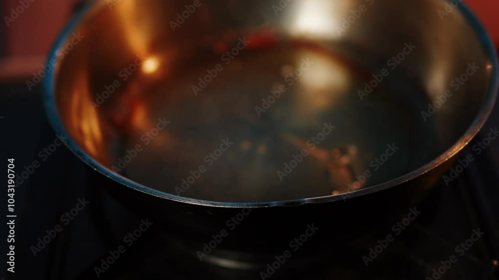 The cook prepares sweet caramel by melting sugar in a pan. The process of making caramel. The concept of desserts The cook prepares sweet caramel by melting sugar in a pan. The process of making caramel. The concept of desserts