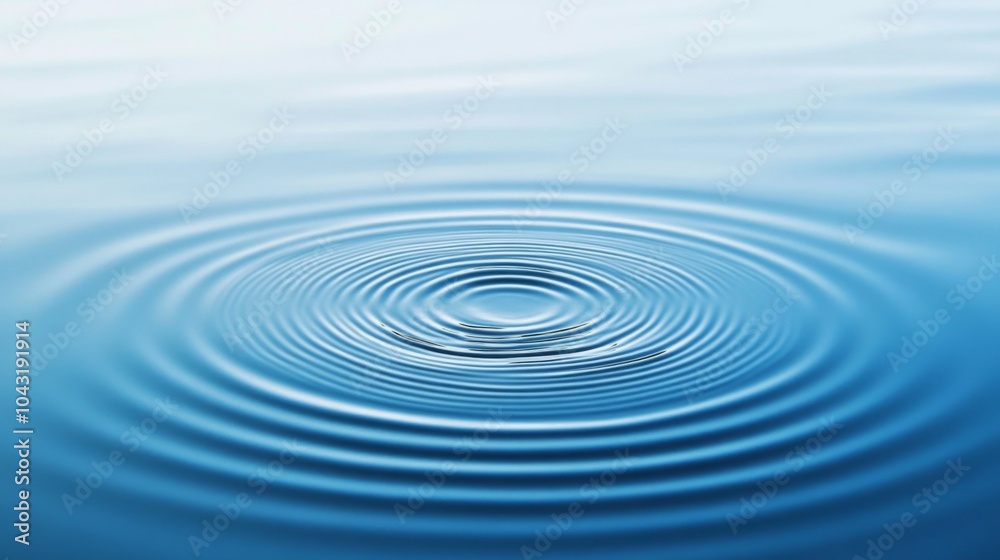 A single drop of water creates concentric ripples on a calm blue surface. A single drop of water creates concentric ripples on a calm blue surface.