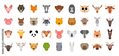 set of animal head illustration