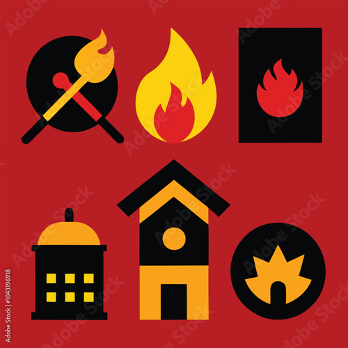 Fire icon vector set. Flame illustration sign collection. firefighters symbol design