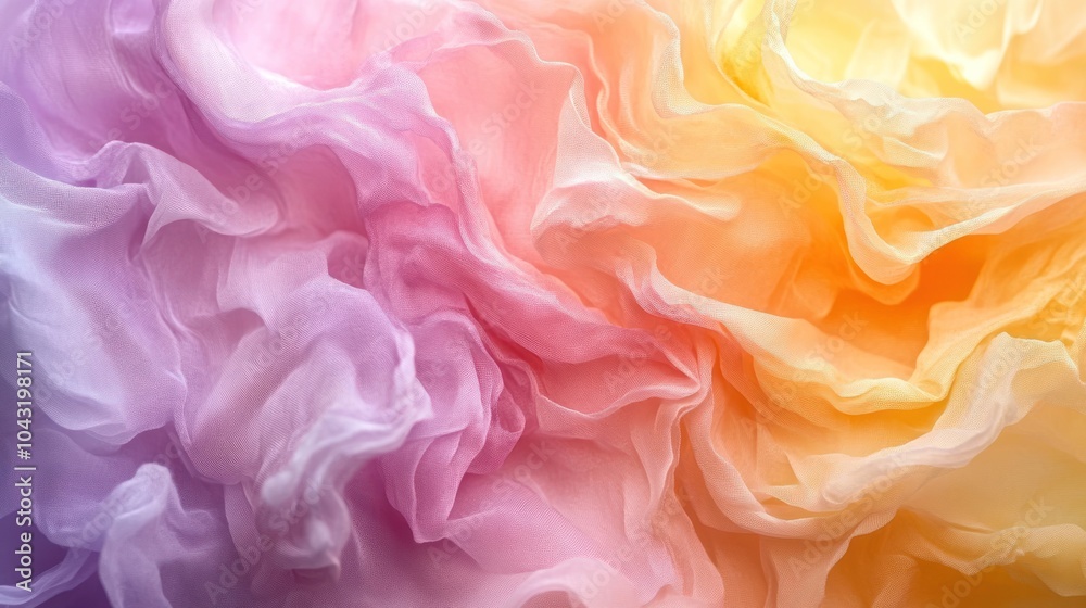 Fototapeta premium Gentle cloud-like textures in soft pastel hues of yellow, pink, and lilac, creating a dreamy effect