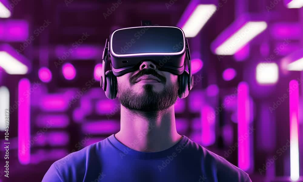 Man Wearing VR Headset Man Wearing VR Headset