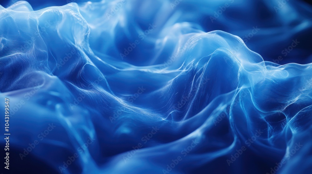 Electric blue abstract lines flowing across a smooth surface Electric blue abstract lines flowing across a smooth surface