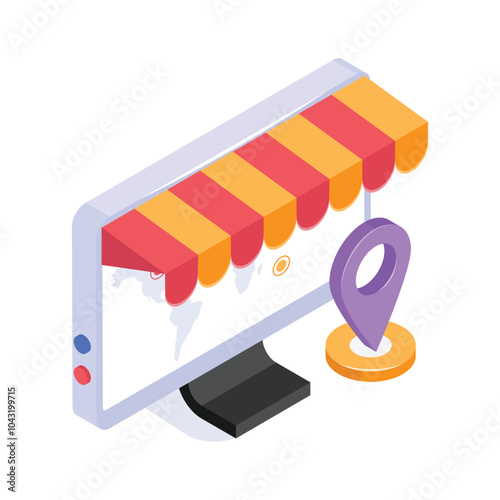 Well designed isometric icon of online marketplace