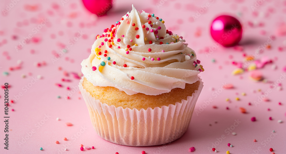 cupcake with pink frosting cupcake with pink frosting
