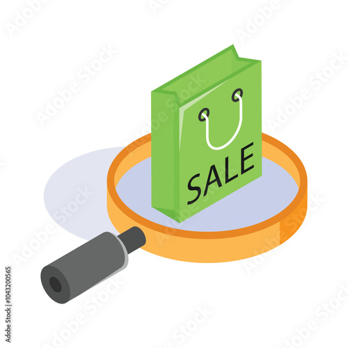 Grab this creative isometric icon of sale search, editable vector