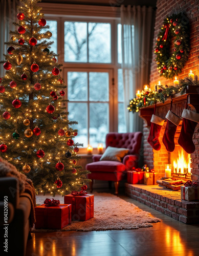 christmas tree with fireplace