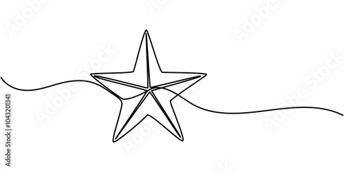 Star Shapes Continuous Line Icon, One line  Drawing or illustration of a star, Decoration Star Drawing, Star Shiny Symbol Drawing, Illustration of star drawn with one line