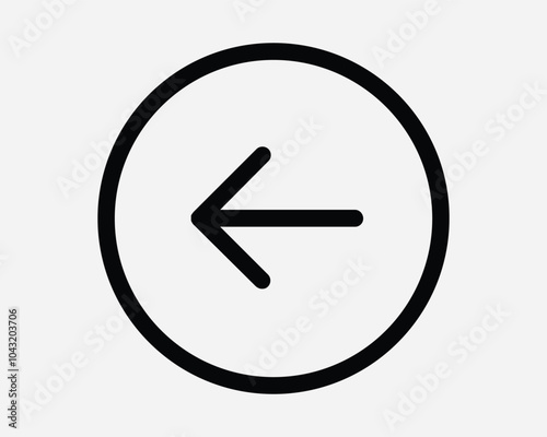 Left Circle Arrow Point Arrowhead Pointing Pointer Round Circular Button Side Beside Next Before Previous Icon Sign Shape Line Outline Black White Vector