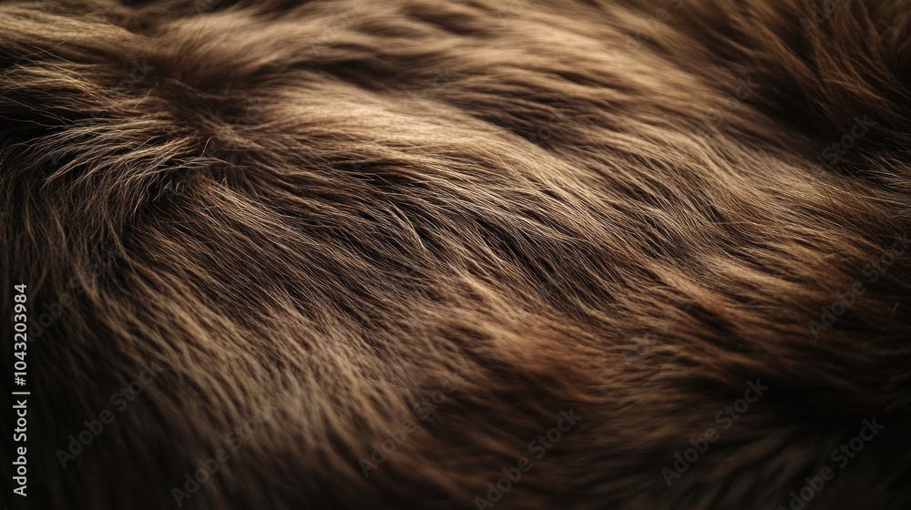 Naklejka premium Deep brown fur with rich, silky strands, creating a cozy and warm atmosphere