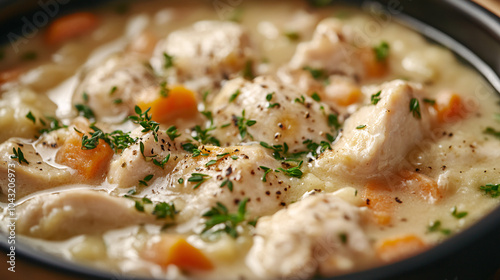 Close Up of Chicken Stew with Carrots and Thyme