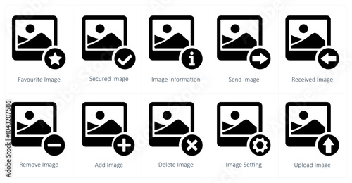 Tableau sur toile A set of 10 image icons as favorite image, secured image, image information