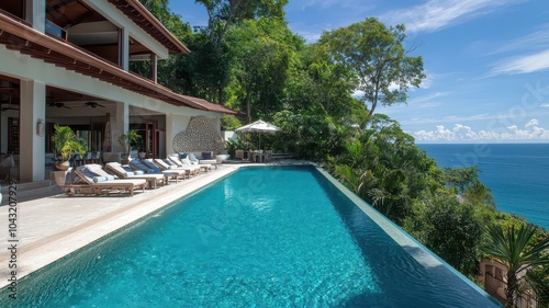 Luxurious blue infinity pool: the perfect exclusive retreat for relaxation and tranquility.