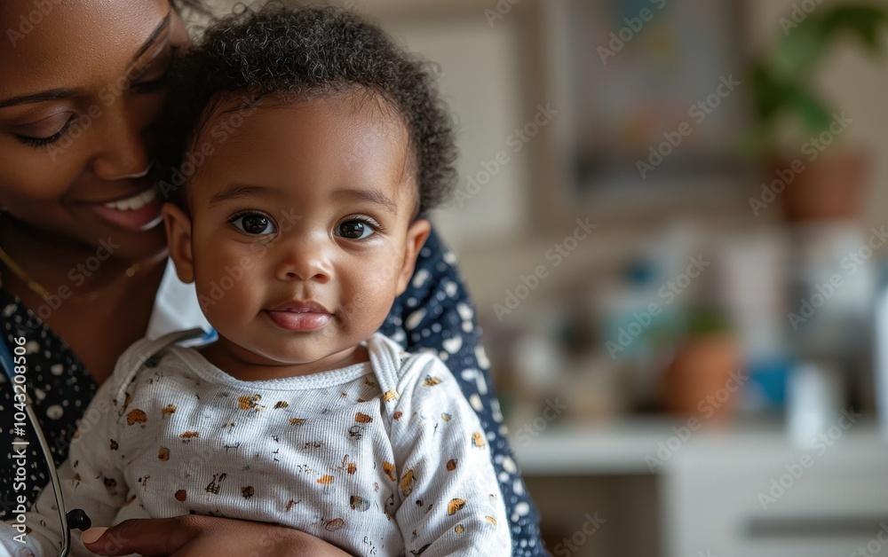 Adorable baby in a white onesie being lovingly held in a warm, cozy home environment Adorable baby in a white onesie being lovingly held in a warm, cozy home environment