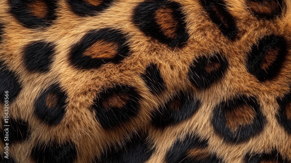 Close-up of leopard fur with bold black spots and a soft tan background, showcasing the wild and exotic texture Close-up of leopard fur with bold black spots and a soft tan background, showcasing the wild and exotic texture