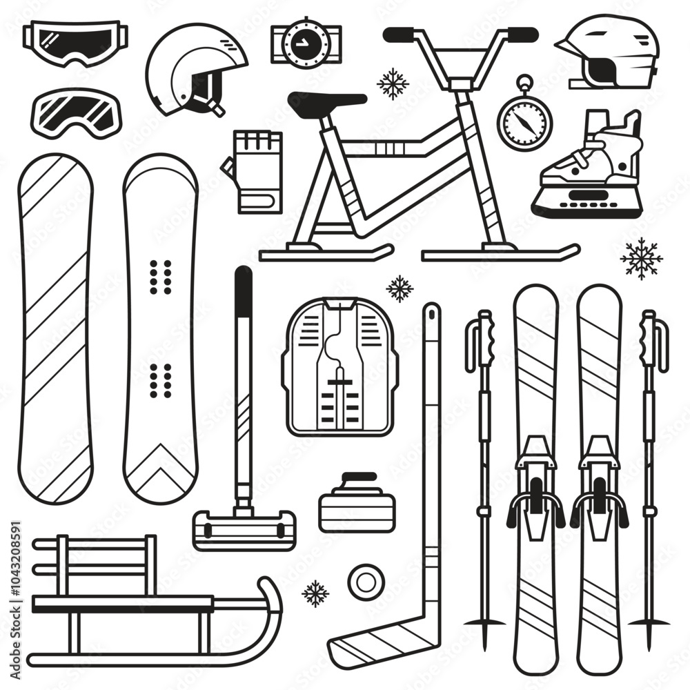 Winter Sports and Activities Equipment Set
