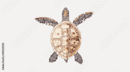 Sea turtle watercolor isolated on white background. Ocean underwater animal painting vector illustration