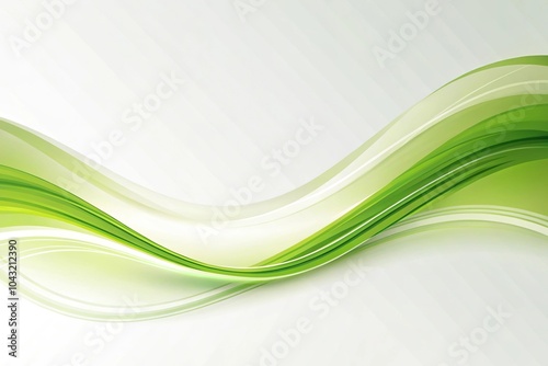 High angle green and white curve waves on white background