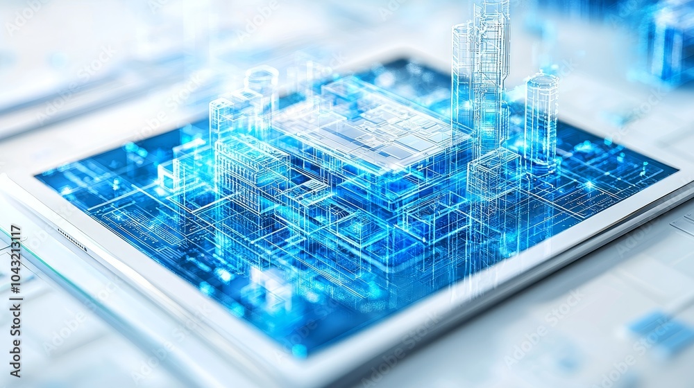 Obraz premium Exploring the Intersection of Digital Architecture and Smart Technology Through 3D Visualization Techniques