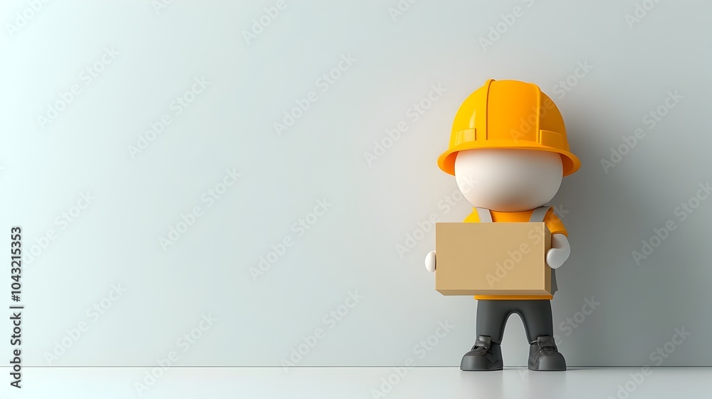 3D Rendered Playful Cartoon Figure Holding a Simple Cardboard Box Suitable for Children s Merchandise or Packaging Displayed in a Sterile and Bright White Environment 3D Rendered Playful Cartoon Figure Holding a Simple Cardboard Box Suitable for Children s Merchandise or Packaging Displayed in a Sterile and Bright White Environment