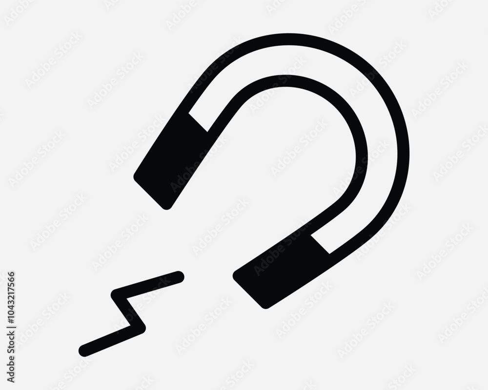 Magnetic Force Attraction Energy Field Horseshoe Magnet Attract Magnetism Attraction Power Physics Metal Pull Icon Sign Line Outline Black White Vector