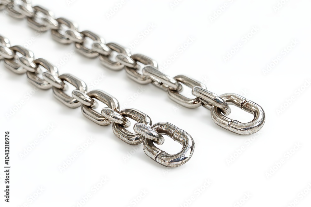 Obraz premium On a white background, a collection of silver jewelry chains is shown