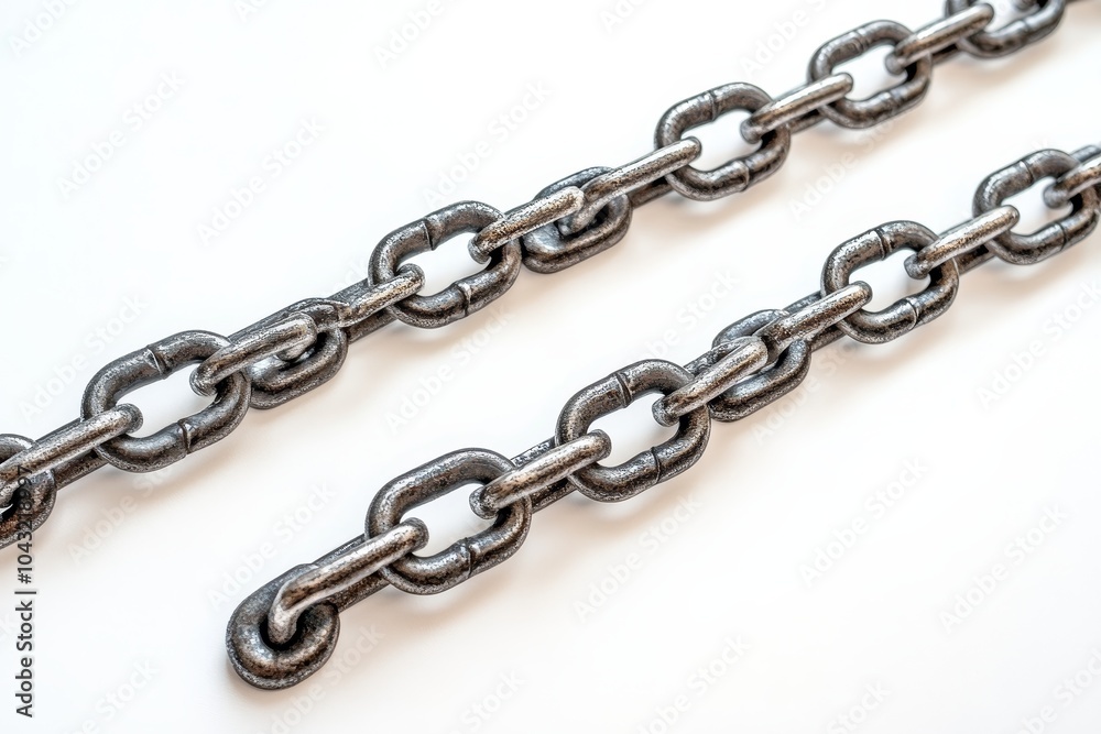 Against a white background, a collection of silver jewelry chains is displayed Against a white background, a collection of silver jewelry chains is displayed