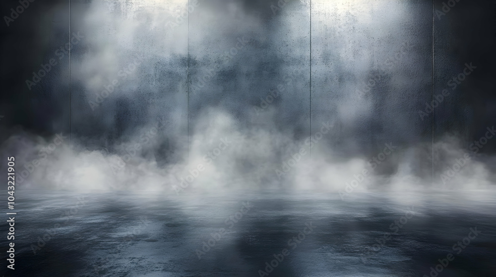 Dark Concrete Room with Fog Illustration Dark Concrete Room with Fog Illustration