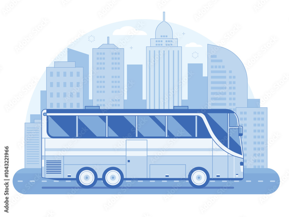 Modern City Bus on Downtown Road