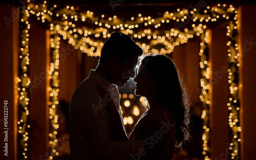 dark silhouette of a couple in love photo