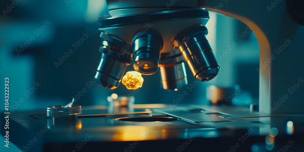 Microscope focusing on glass slide object