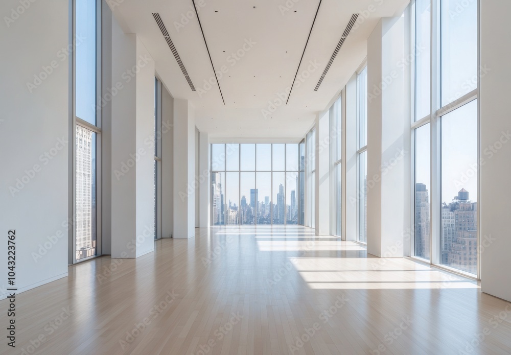 Fototapeta premium Empty Room City View.