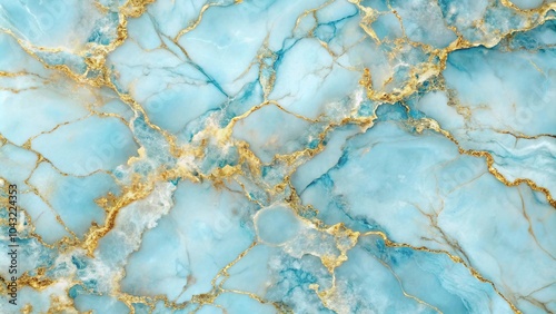 High angle soft blue marble texture with gold streaks composite