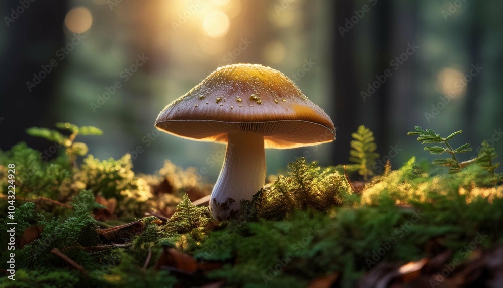Fototapeta premium Close-up photo of a mashroom growing in the forest