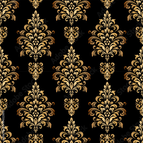 Gold damask vintage floral seamless pattern,luxury texture for wallpapers