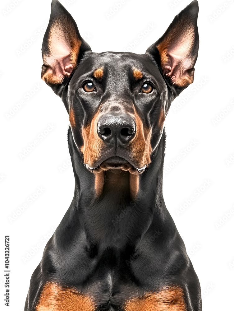 Doberman sitting, isolated on white background Doberman sitting, isolated on white background