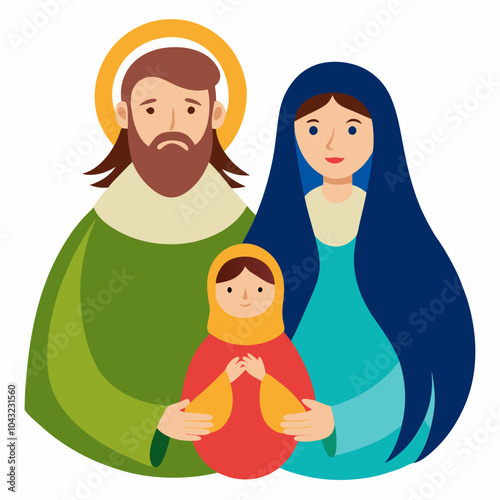 Mary and joseph with baby jesus vector illustration on white background