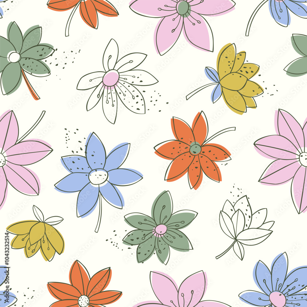 Seamless spring pattern with flowers. Pattern for women's and children's fabric for spring or summer. Flat vector illustration.
