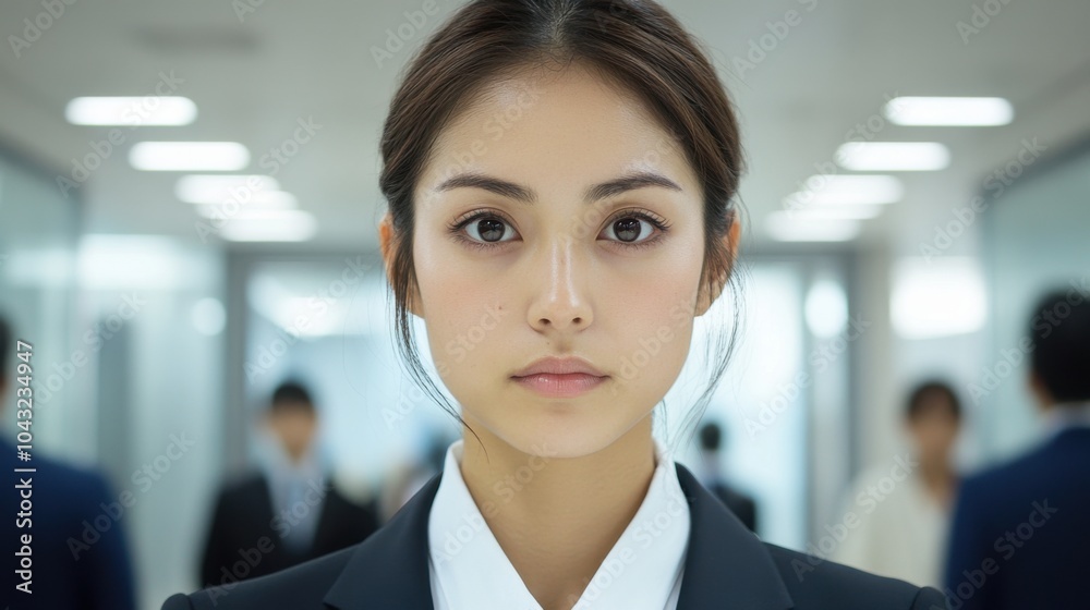 Fototapeta premium 集中力のある女性ビジネスエグゼクティブがいるプロフェッショナルなオフィス環境 - 企業の職場