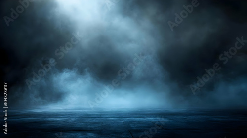 Blue Smoke Background with a Stone Floor