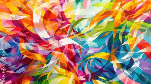 Vibrant abstract colorful pattern with flowing shapes for artistic design projects