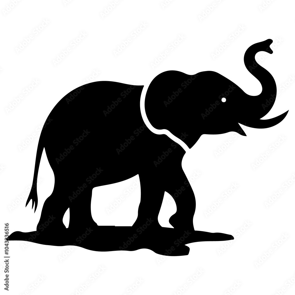 Obraz premium Elephant silhouette vector illustration white background