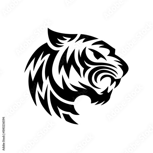 Wallpaper Mural Tiger head silhouette vector art white background Torontodigital.ca