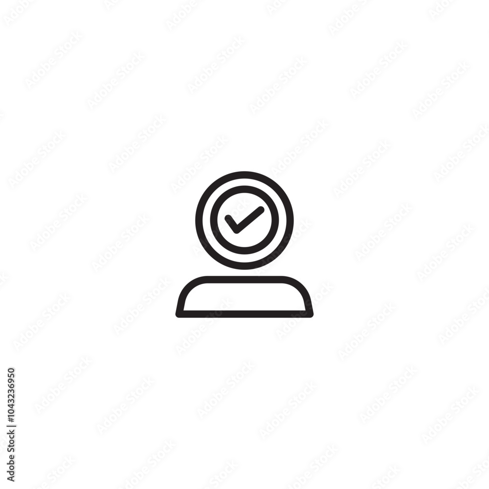 Verified user icon. A person icon with a check mark inside their head, symbolizing verification or approval. Editable icon. Verified user icon. A person icon with a check mark inside their head, symbolizing verification or approval. Editable icon.