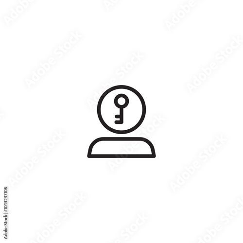 User access icon. A person icon with a key inside their head, representing user access or authorization. Editable icon.