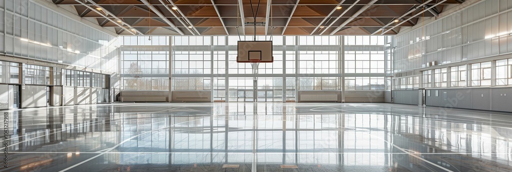 Modern Basketball Court with Large Windows and High Ceiling Modern Basketball Court with Large Windows and High Ceiling
